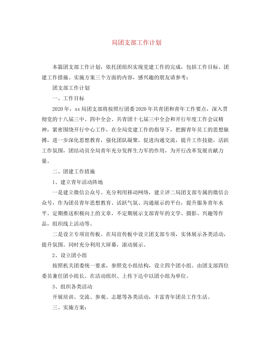 局团支部工作计划_第1页