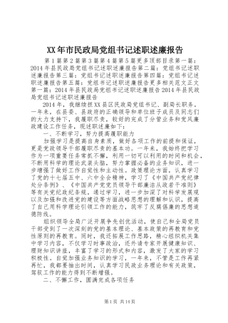 XX年市民政局党组书记述职述廉报告