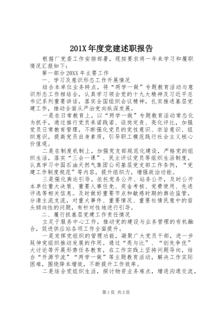 201X年度党建述职报告