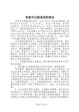 党委书记践诺述职报告
