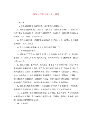 大学团支部工作计划书