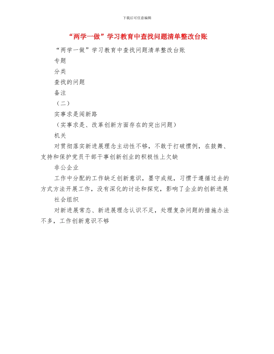 “两学一做”学习教育“三个一”活动方案与“两学一做”学习教育中查找问题清单整改台账汇编_第3页