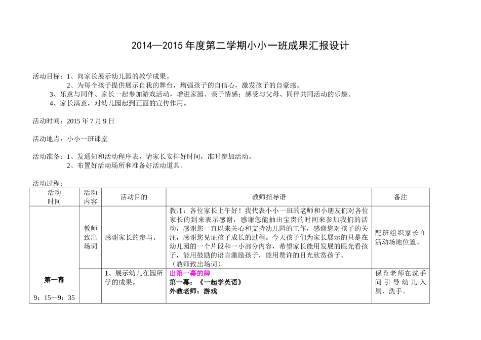 2015、7月小小一班成果汇报_第1页