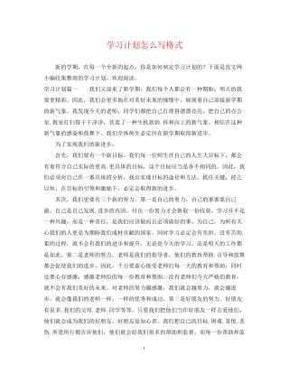 学习计划怎么写格式