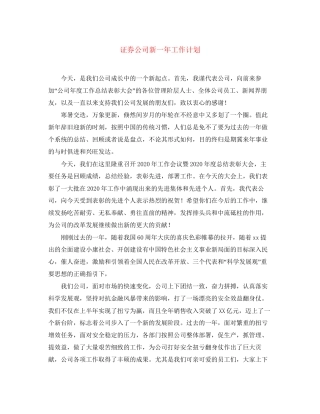 证券公司新一年工作计划