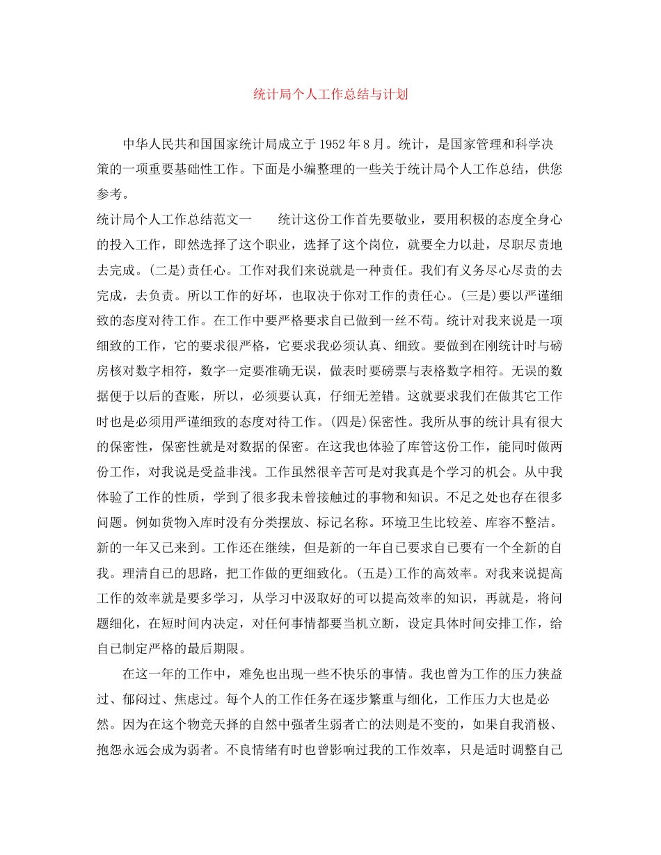 统计局个人工作总结与计划_第1页