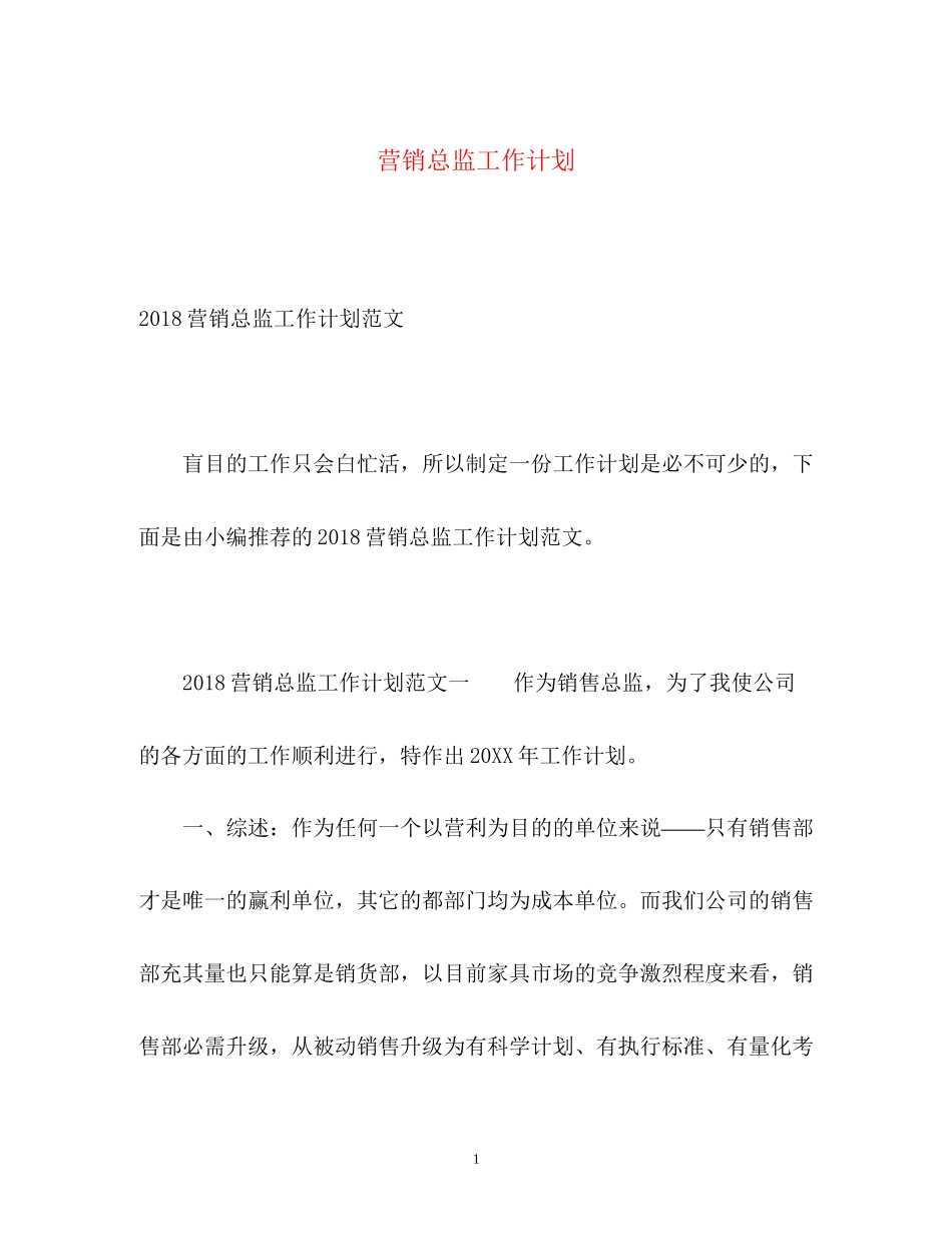 营销总监工作计划_第1页