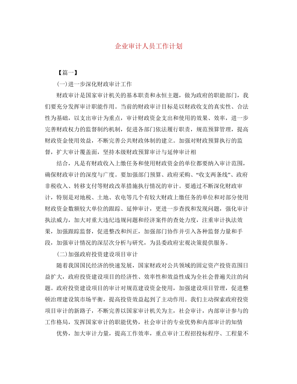企业审计人员工作计划_第1页