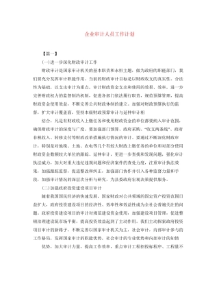企业审计人员工作计划