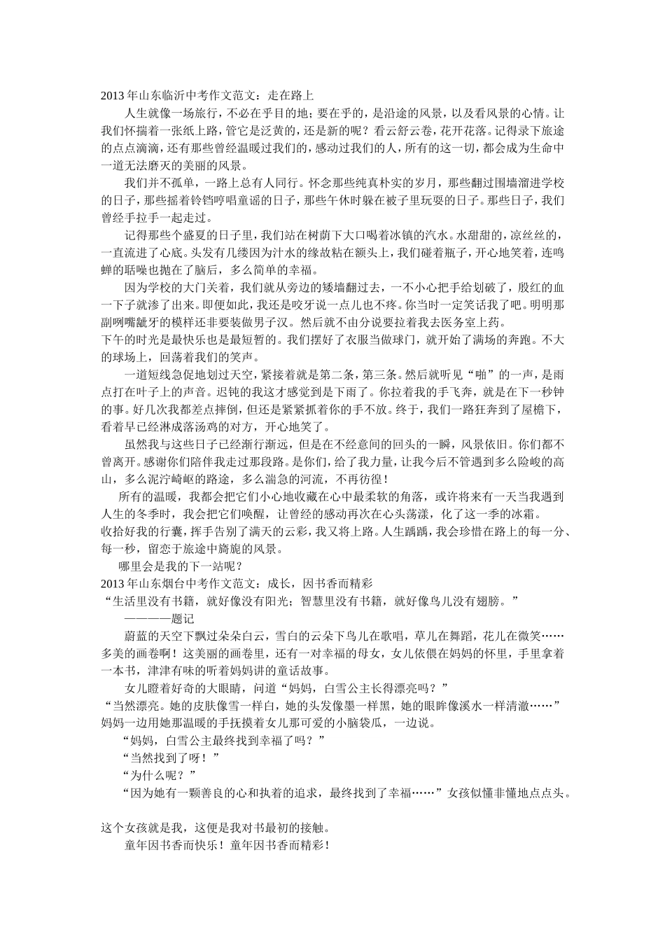 2013年山东临沂中考作文范文_第1页