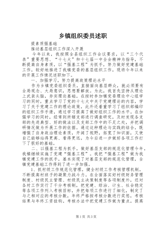乡镇组织委员述职