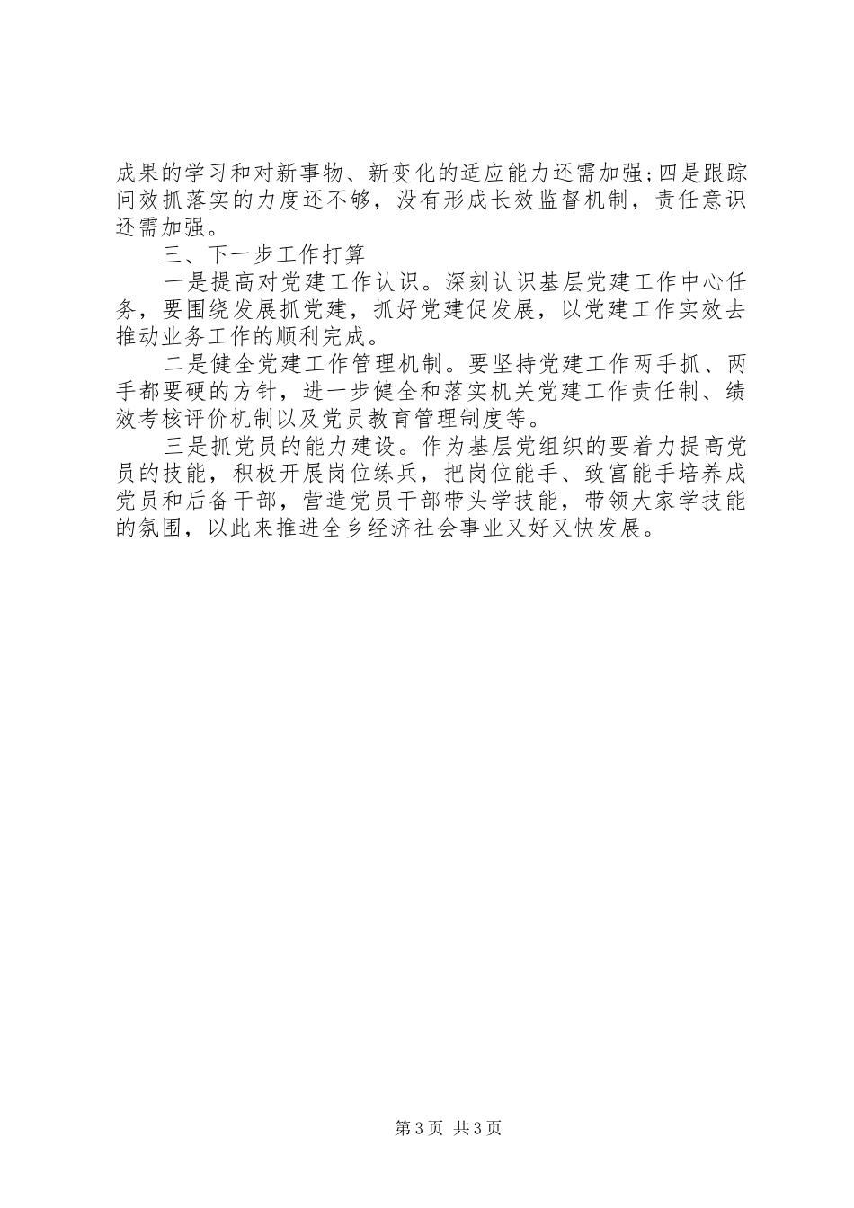 乡镇党委书记XX年度党建述职报告_第3页