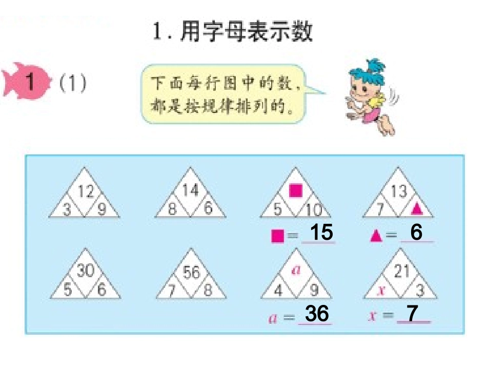 五年级上册数学第四单元用字母表示数_第1页