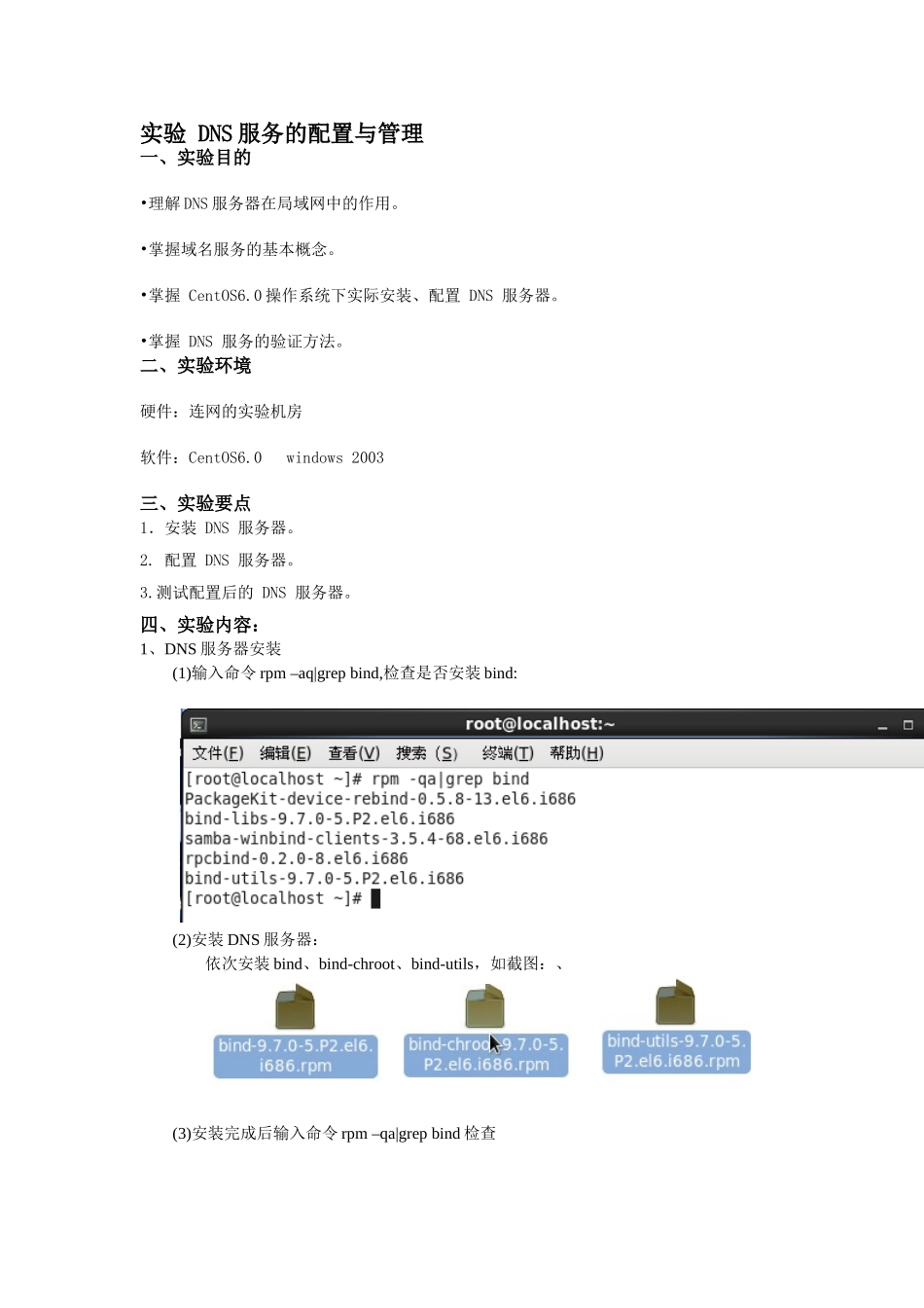 (Linux系统)实验--DNS服务的配置与管理_第1页