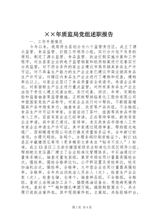 ××年质监局党组述职报告