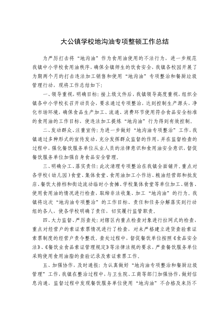 地沟油整顿工作总结_第1页