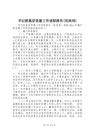 书记抓基层党建工作述职报告(民政局)