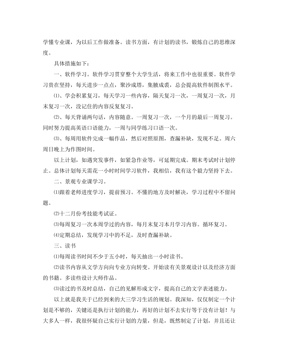 大三学生学习计划范文_第3页