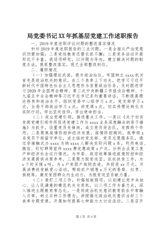 局党委书记XX年抓基层党建工作述职报告