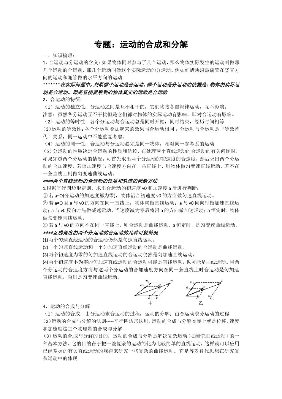 专题-------运动的合成和分解_第1页