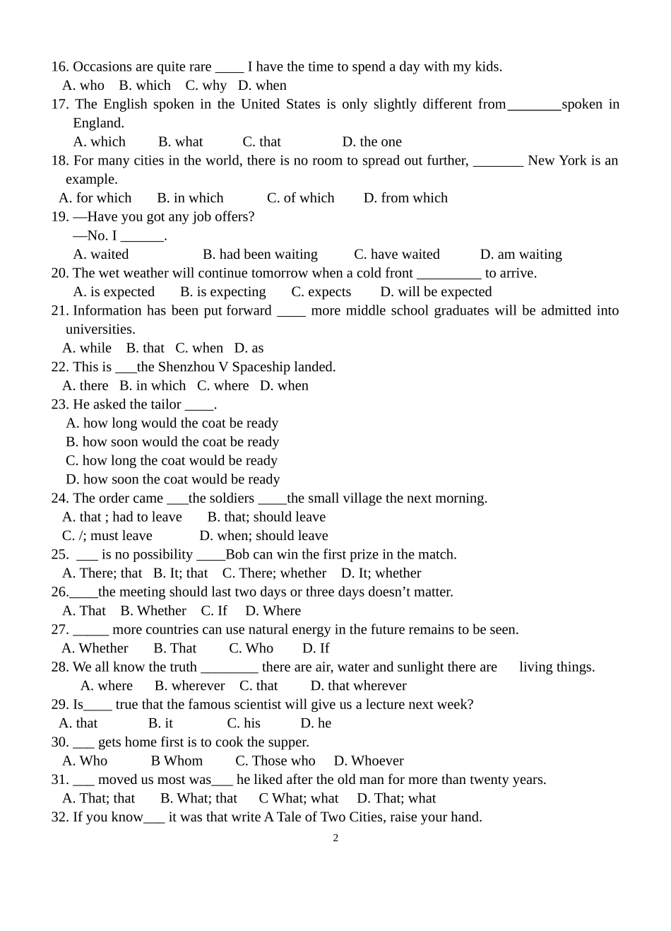 定语从句、名词性从句及状语从句易错题_第2页