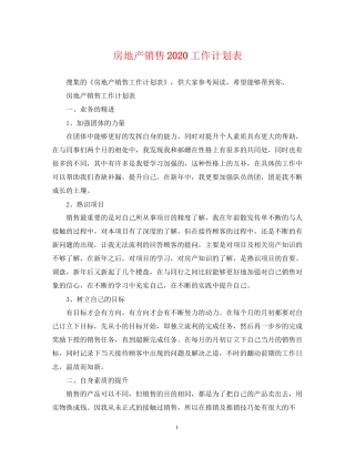 房地产销售工作计划表2