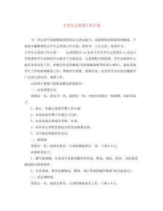 大学生记者团工作计划