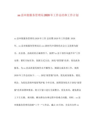 县审批服务管理局年工作总结和工作计划