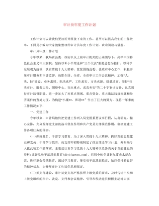 审计员年度工作计划
