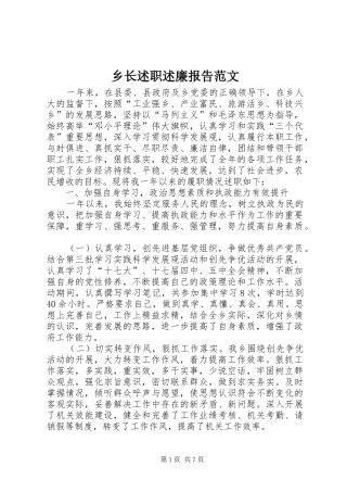 乡长述职述廉报告范文