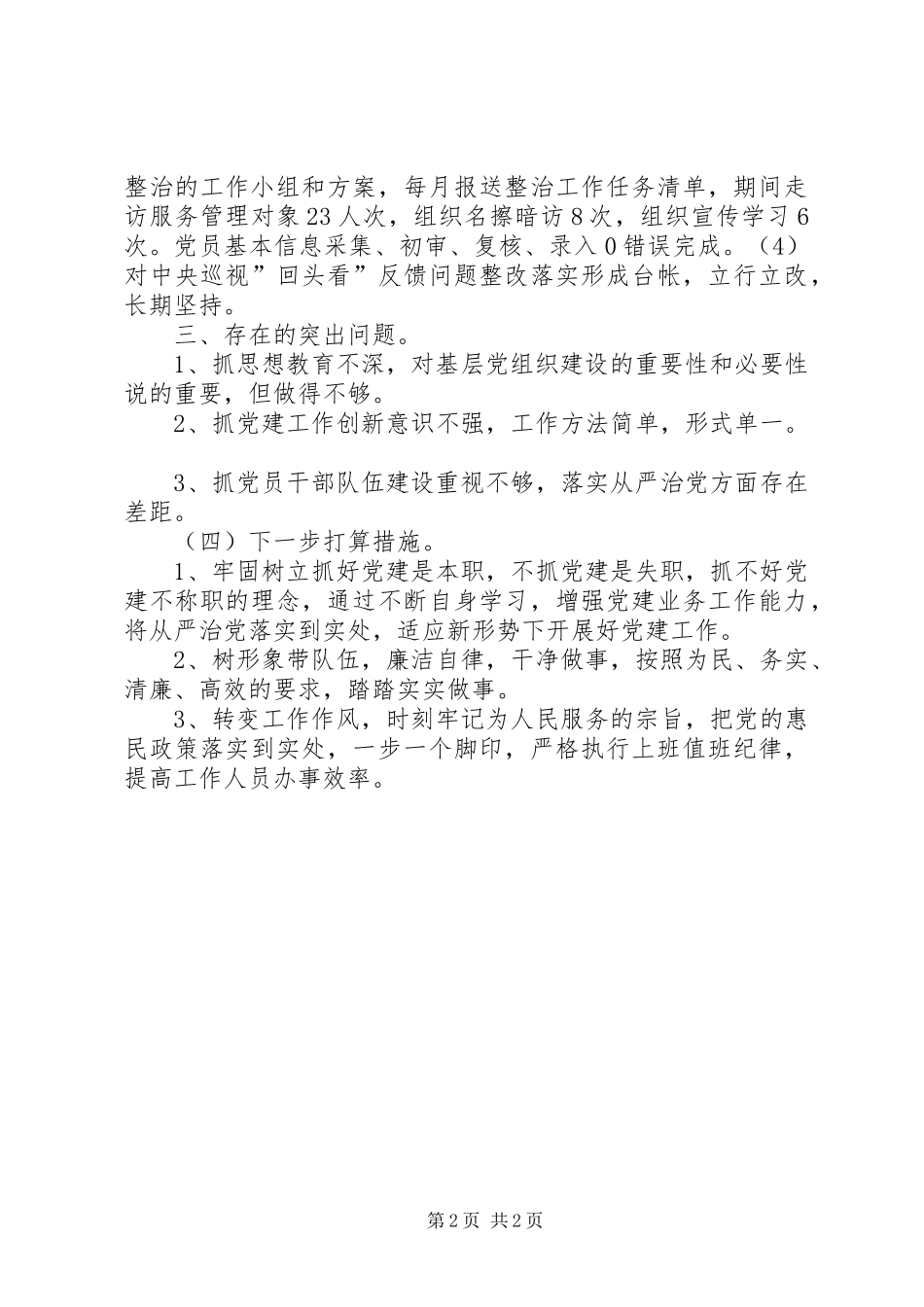 村支部书记抓基础党建工作述职报告（汇报发言稿）_第2页