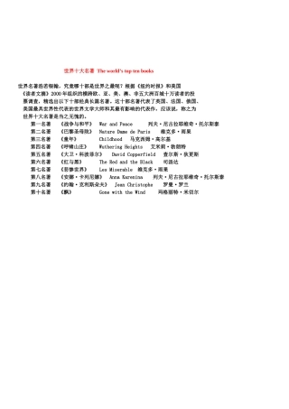 世界十大名著TheWorld'stoptenBooks