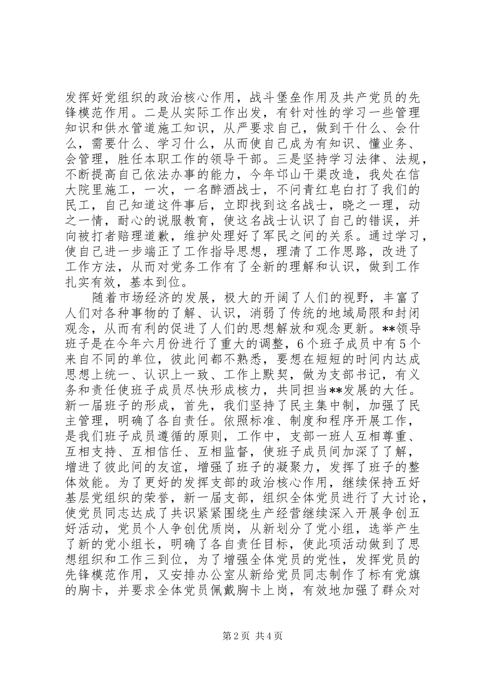 20XX年公司党支部书记述职报吿_第2页