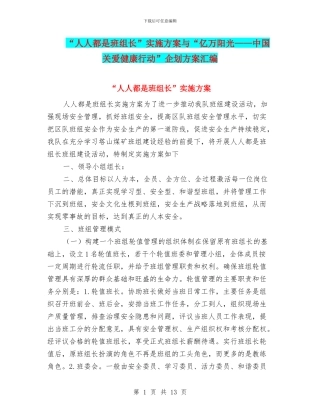 “人人都是班组长”实施方案与“亿万阳光——中国关爱健康行动”企划方案汇编