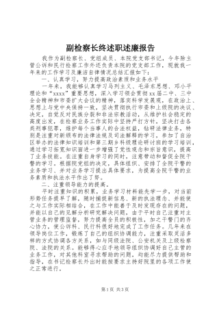 副检察长终述职述廉报告