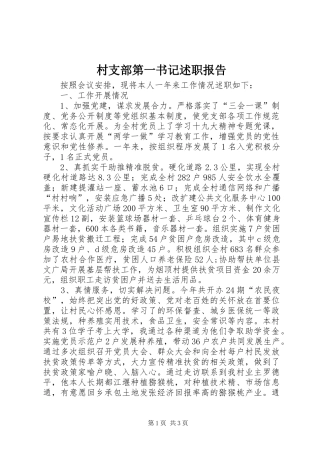 村支部第一书记述职报告