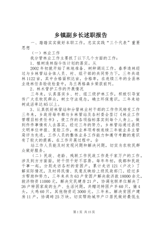 乡镇副乡长述职报告