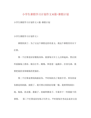小学生暑假学习计划作文4篇暑假计划