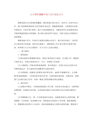 公司调研年度工作计划怎么写