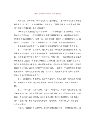 小学期末冲刺复习学习计划