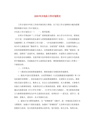 2020年少先队工作计划范文1)