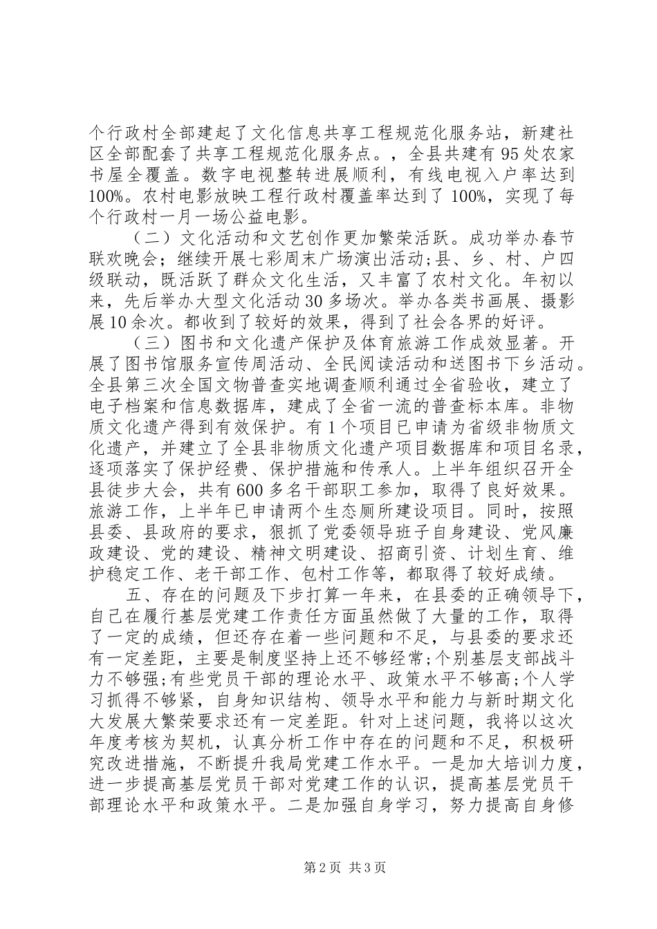 文体广电局书记党建工作述职报告_第2页