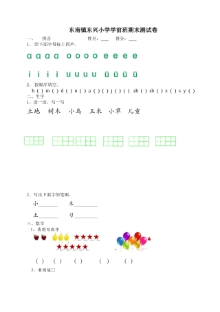 东南镇东兴小学学前班期末测试卷