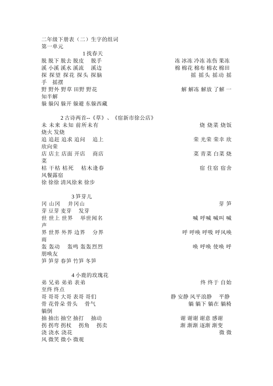 二年级下册词表_第1页