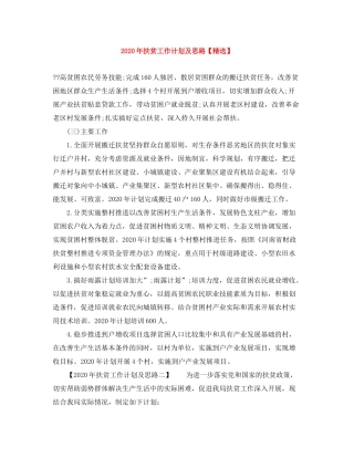 2020年扶贫工作计划及思路