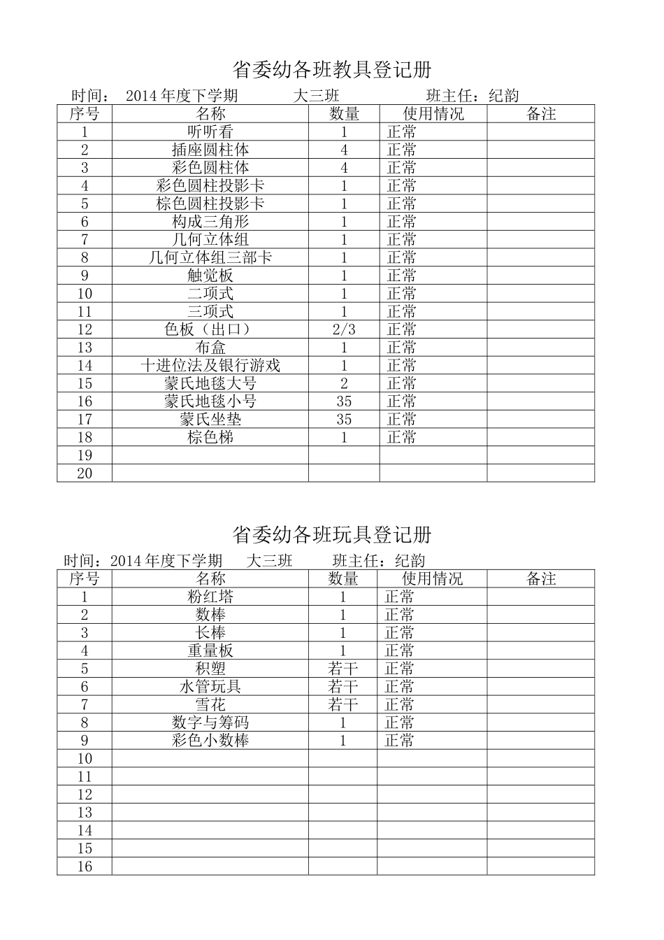 8、各班教具登记册_第1页