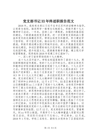 党支部书记XX年终述职报告范文