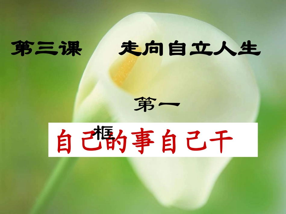 第三课《走向自立人生》(自己的事自己干)课件之一_第1页