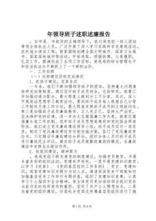 年领导班子述职述廉报告