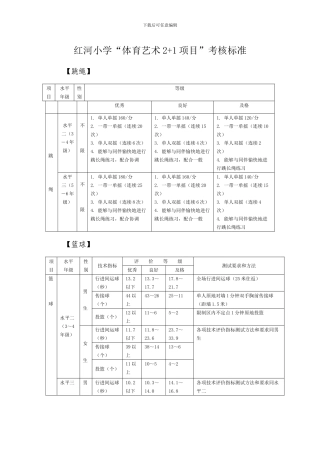 “体育艺术2+1项目”考核标准
